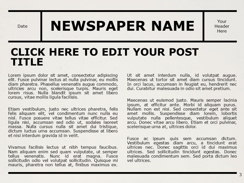 Newspaper Template For Powerpoint And Google Slides