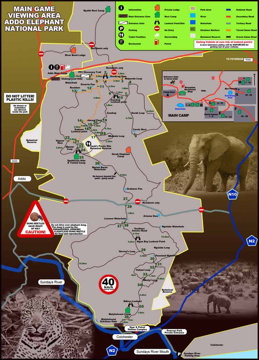 Addo Elephant Park Map.