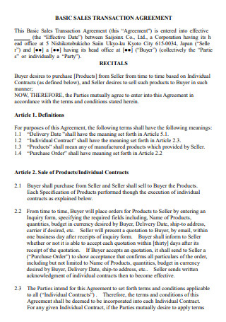 52 Sample Sales Contracts In Pdf Ms Word Excel