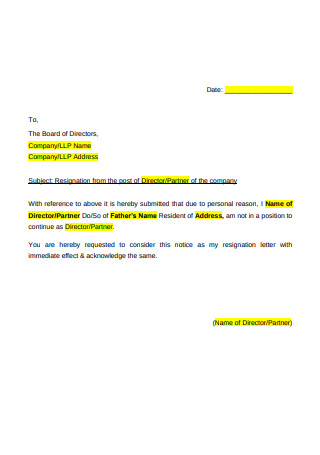 23 Sample Immediate Letters Of Resignation In Pdf Ms Word
