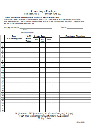 25 Sample Leave Trackers In Pdf Ms Word Excel