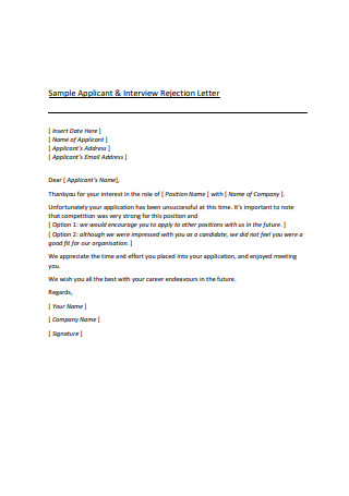 22 Sample Rejection Letters In Pdf Ms Word