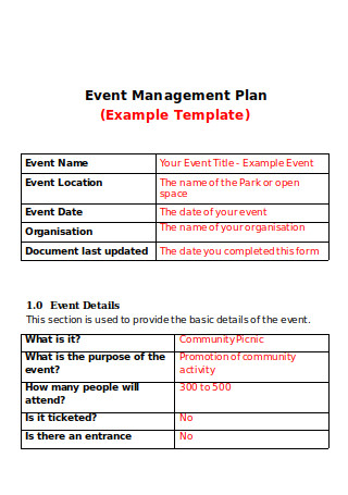 20 Sample Event Management Plan Templates In Pdf Ms Word