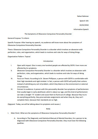 Informative Speech Keyword Outline 50 Sample Informative Speech Outline Templates In Pdf Ms Word Informative Speech Formal Outline Formal Outlining Principles Example Informative Speech Outline A Formal Outline Lists The