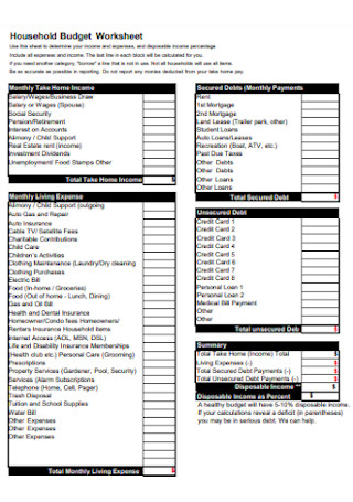 This version of free budgeting spreadsheets is universal. 10 Sample Household Budget Worksheets In Pdf Ms Word