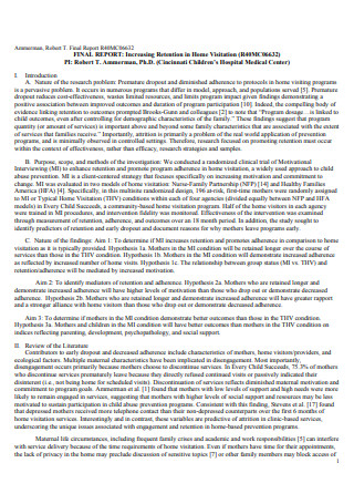 Home visitation narrative report