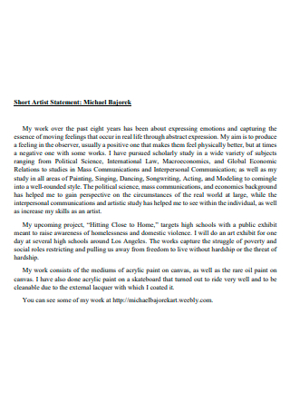 3+ free short artist statement samples to download