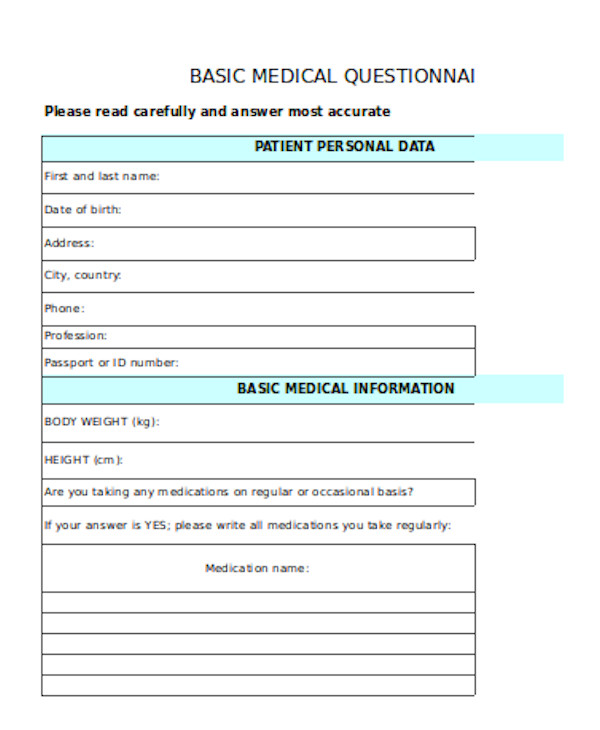Medical Questionnaire Template - Premium Dark Image Gallery - 4K