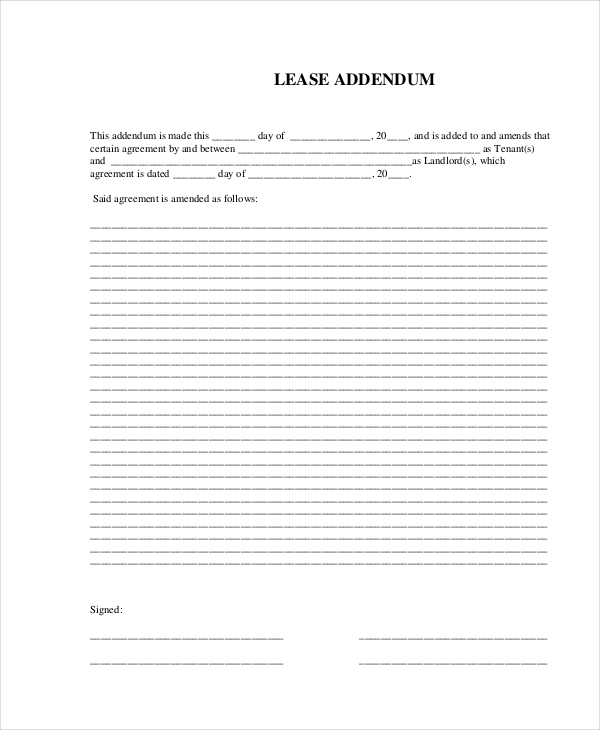 lease basic rental agreement or residential lease. Free 11 Sample Lease Amendment Forms In Pdf Ms Word