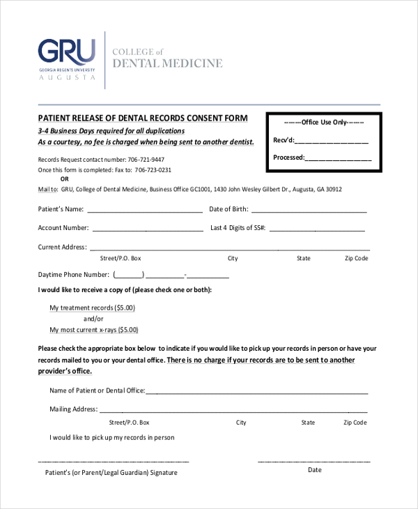 free 11 sample dental consent forms in pdf word