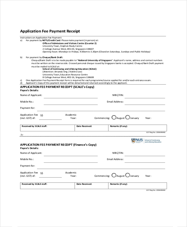 excellent application fee receipt template beautiful receipt template
