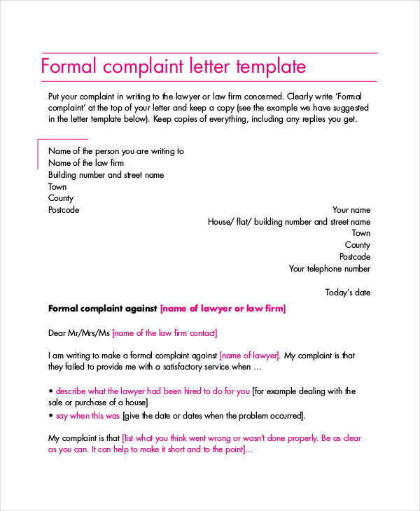 Free 9 Sample Formal Letters In Pdf Excel Ms Word