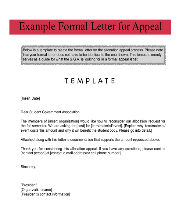 Free 9 Sample Formal Letters In Pdf Excel Ms Word