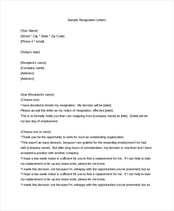 Answer a few simple questions print and download instantly it takes just 5 minutes . Free 9 Sample Letter Of Resignation In Ms Word Pdf