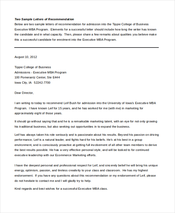 Writing a job application letter allow you to list down all the things that you need to include in your job application letter. FREE 9+ Sample Letters of Recommendation Format in PDF | MS Word