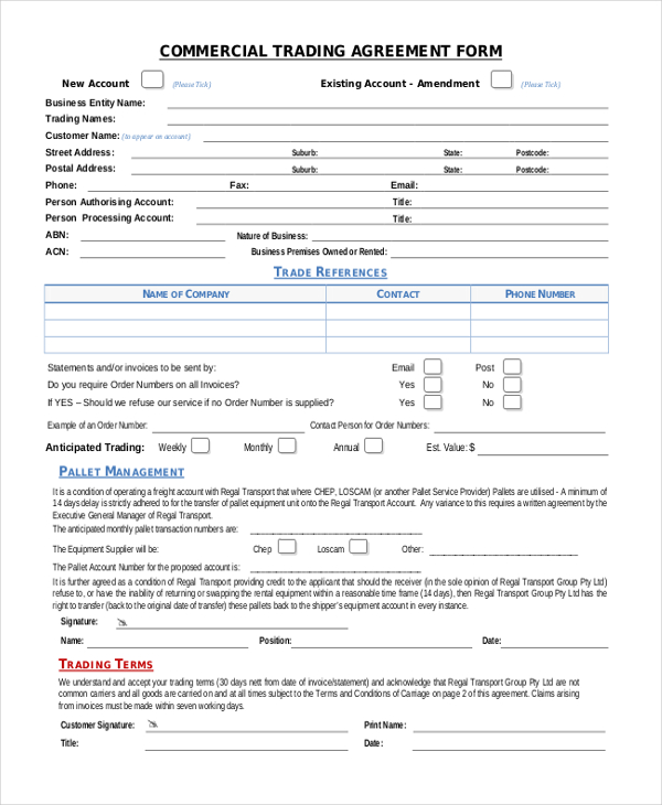 Free 10 Commercial Agreement Form Samples In Pdf Ms Word