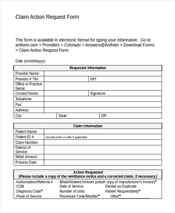 Free 9 Sample Action Request Forms In Pdf Ms Word