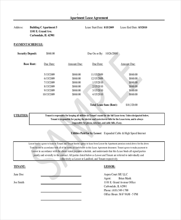 free 7 sample lease agreement forms in pdf ms word