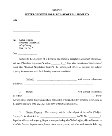 Free 8 Sample Letter Of Intent Format In Pdf Ms Word