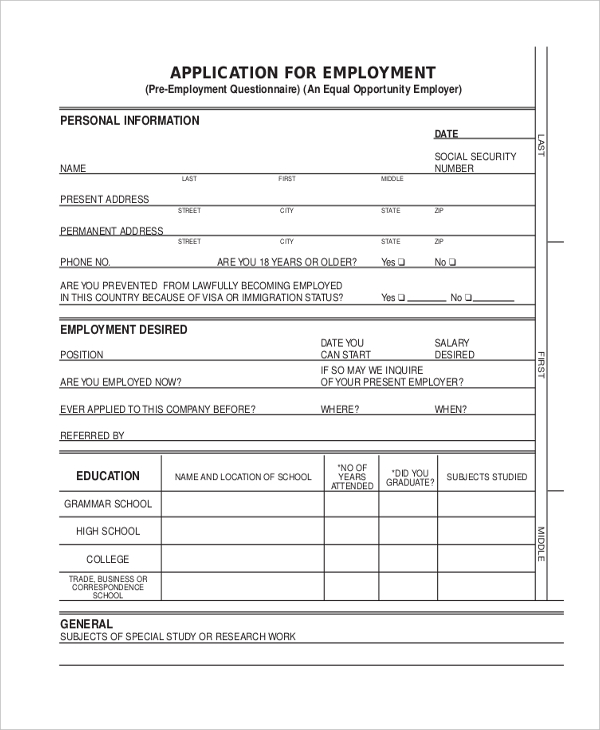 Free 12+ restaurant application form samples, pdf, ms word, google docs,