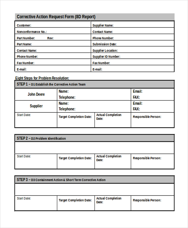 Free 9 Sample Action Request Forms In Pdf Ms Word