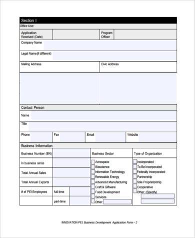Free 9 Sample Business Development Forms In Pdf Ms Word