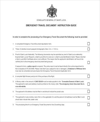 Free 7 Sample Travel Document Forms In Pdf Ms Word