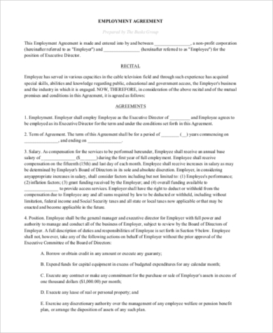 Free 8 Employment Contract Samples In Pdf Ms Word