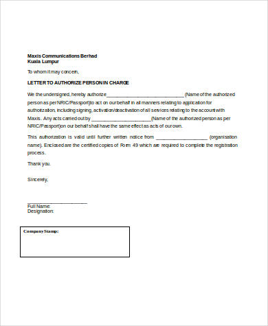 These funds, held by the third party, assure the l. FREE 7+ Sample Authorization Letters in MS Word | PDF