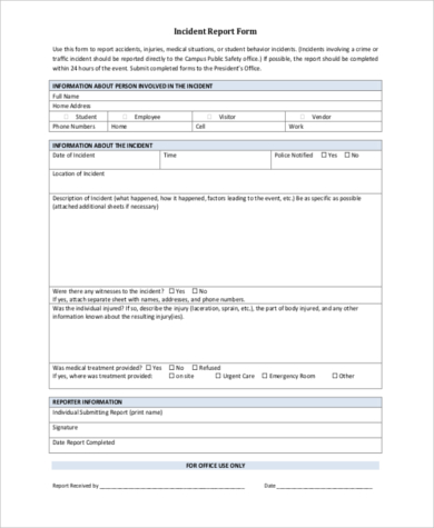 Free 9 Incident Report Samples In Ms Word Pdf Excel