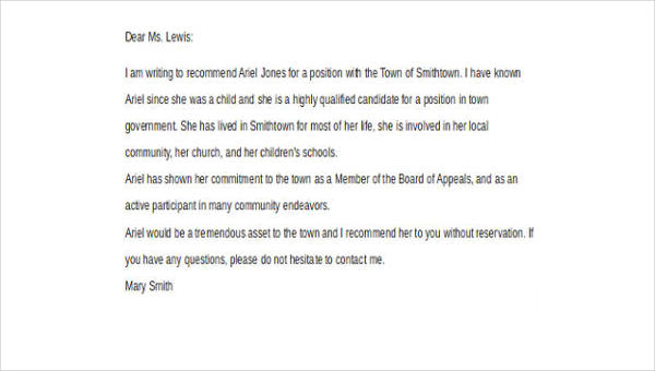 Free 6 Sample Personal Reference Letters In Ms Word Pdf