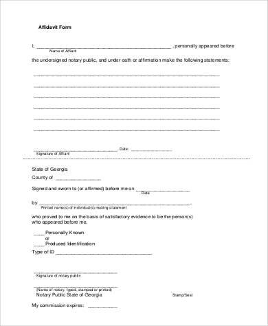 free 9 blank affidavit form samples in pdf ms word excel