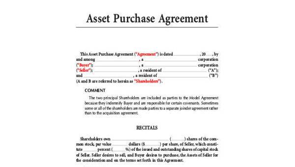 Free 10 Sample Asset Purchase Agreements In Pdf Ms Word