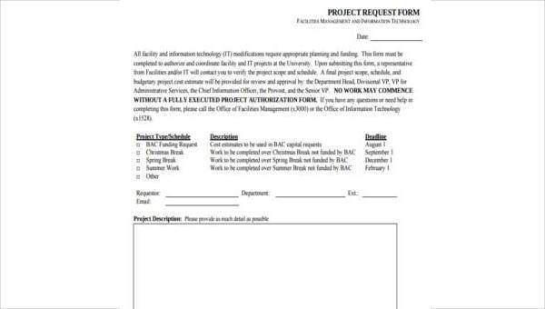 Free 9 Sample Project Request Forms In Pdf Ms Word Excel