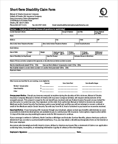 Free 8 Sample Short Term Disability Forms In Pdf Ms Word
