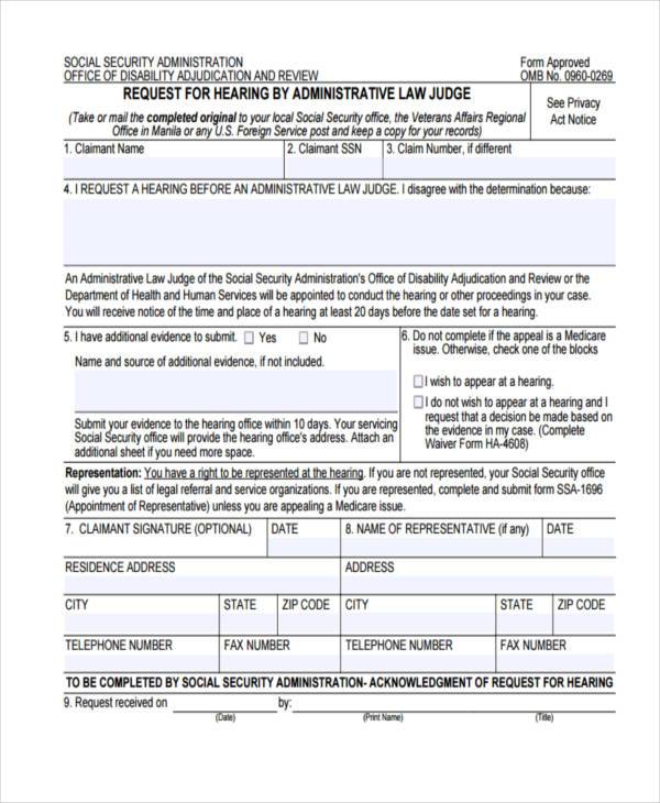 Free 7 Sample Social Security Appeal Forms In Pdf Ms Word
