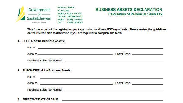 Free 8 Sample Business Declaration Forms In Pdf Ms Word Excel