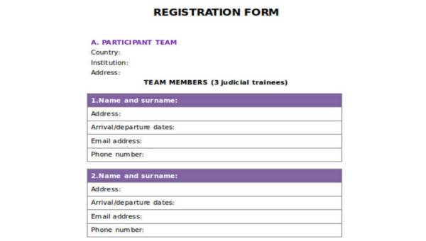 Customer feedback form · registration form. Free 35 Sample Registration Forms In Ms Word
