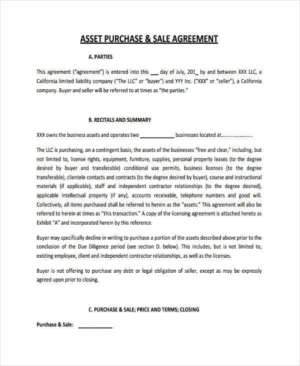 Free 7 Business Purchase Agreement Forms In Pdf Ms Word