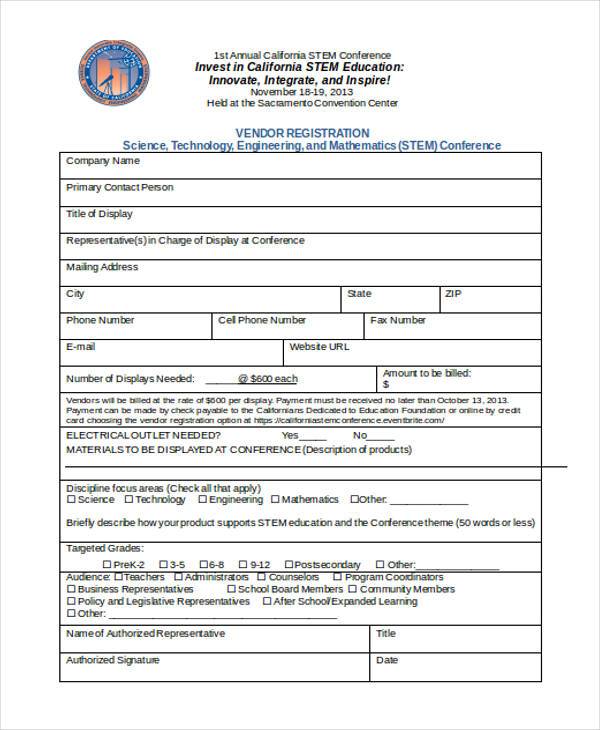 Free 35 Sample Registration Forms In Ms Word