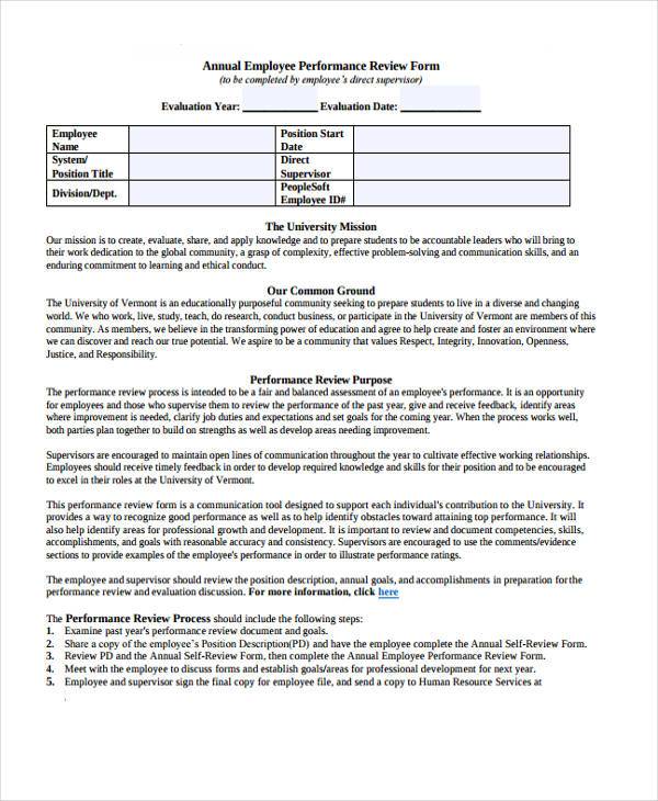 Free 7+ sample annual review forms in pdf