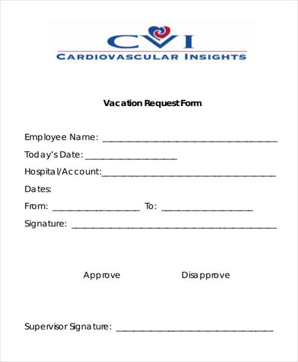 Free 7 Sample Employee Vacation Request Forms In Pdf Ms Word