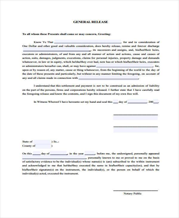 Release of claims agreement template