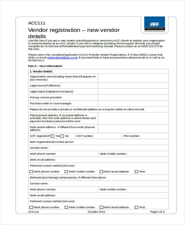 Free 35 Sample Registration Forms In Ms Word