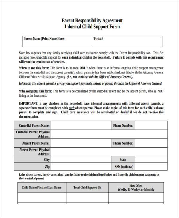 free 9 sample child support agreement forms in pdf ms word