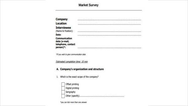 Free 8 Sample Market Survey Forms In Ms Word Pdf
