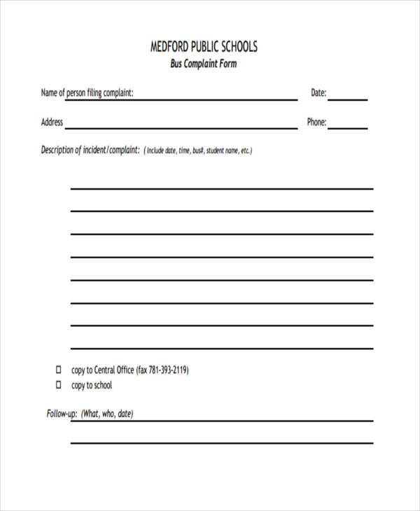 Free 8 Sample School Complaint Forms In Pdf Ms Word