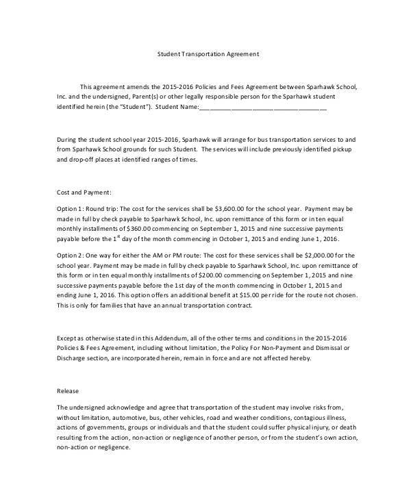 Free 8 Sample Transportation Contract Forms In Pdf Ms Word