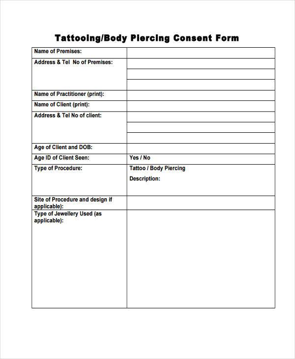 Free 8 Sample Tattoo Consent Forms In Ms Word Pdf