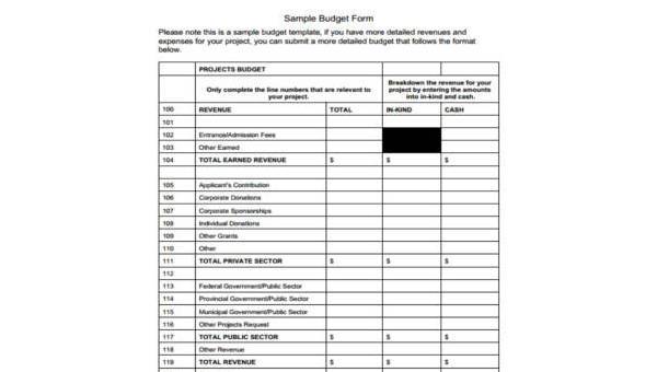 Free 9 Project Budget Form Samples In Pdf Ms Word Excel